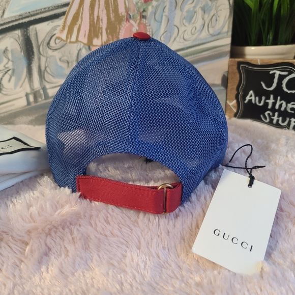 Gucci Baseball hat in Cotton Mesh Snapback unisex Cap, Blue/red - Picture 4 of 8